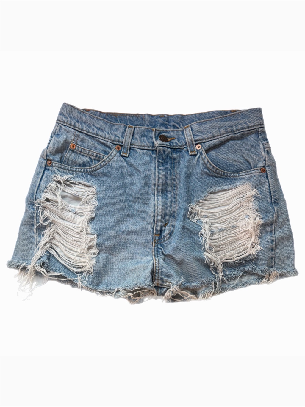 Levi's 505 Light Blue Distressed Denim Shorts